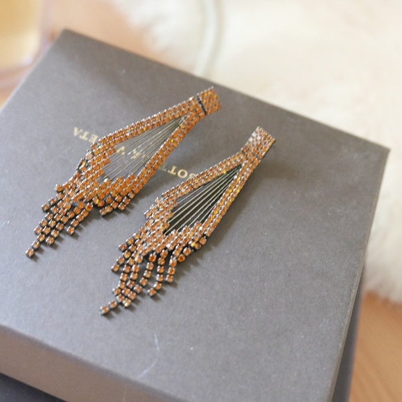 Orange Rhinestones Earring - Picture 2 of 7